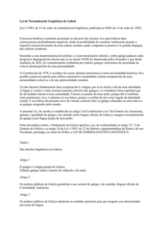 Lei Normalizacion Linguistica