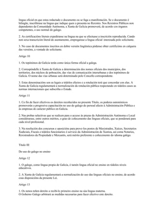 Lei Normalizacion Linguistica