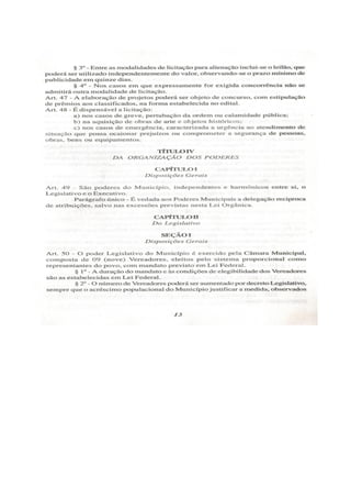 Lei orgânica do município de arraial