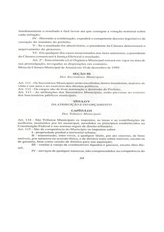 Lei orgânica do município de arraial