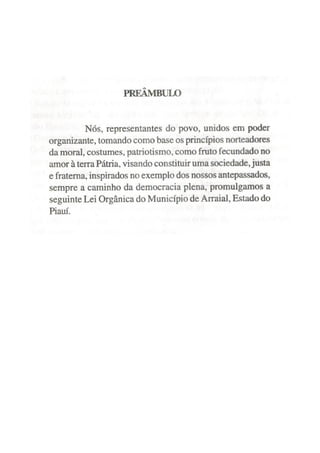 Lei orgânica do município de arraial