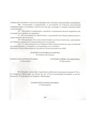 Lei orgânica do município de arraial