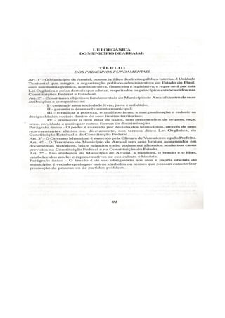 Lei orgânica do município de arraial