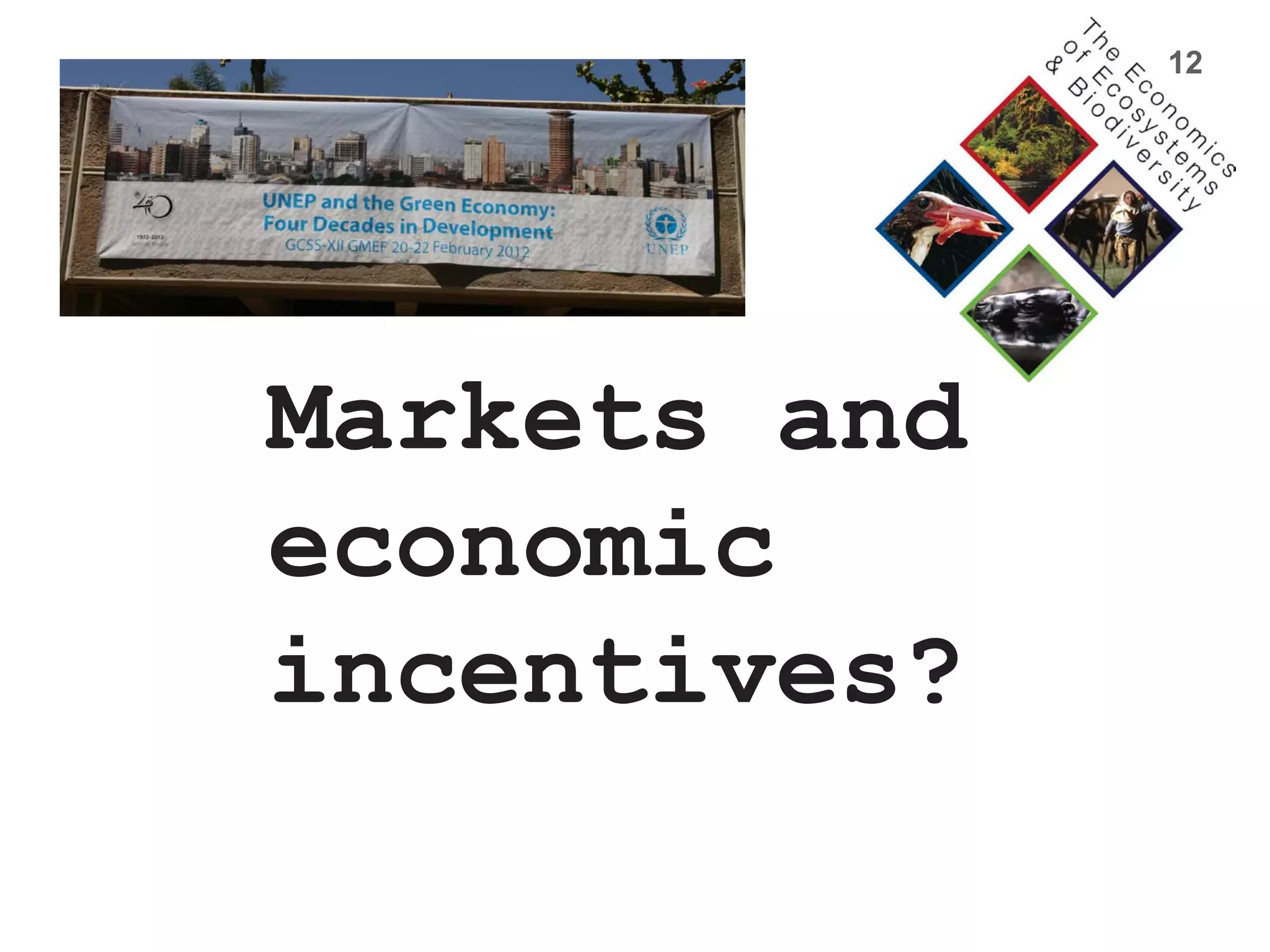 12




Markets and
economic
incentives?
 