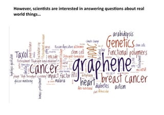 However,	scienTsts	are	interested	in	answering	quesTons	about	real	
world	things…
 