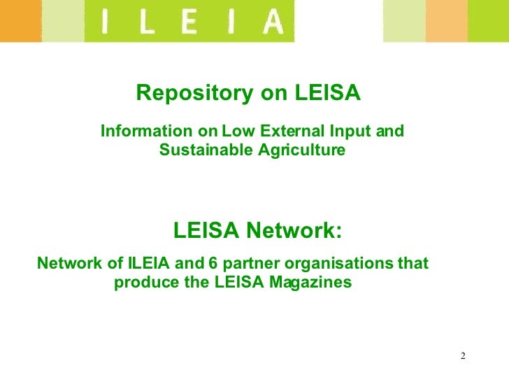 Repository on Low External Input and Sustainable Agriculture