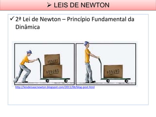  LEIS DE NEWTON
2ª Lei de Newton – Princípio Fundamental da
Dinâmica
http://leisdeisaacnewton.blogspot.com/2011/06/blog-post.html
 