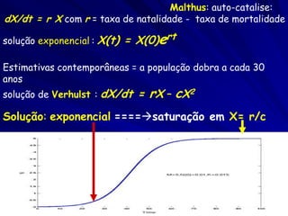 – c X2 = competição para recursos e outros efeitos de
retroalimentação adversa

saturação da população no valor de   X= r...