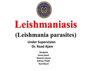 (Leishmania parasites)
Under Supervision
Dr. Raad Ajam
Students
Esraa jamel
Nawras mossa
Zahraa Thabt
Rusl Nouri
 