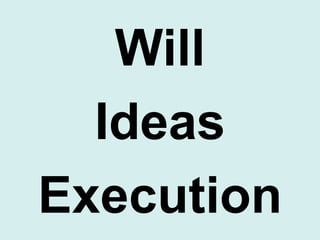 Will
Ideas
Execution

 
