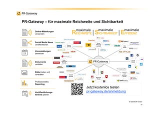 PR-Gateway – für maximale Reichweite und Sichtbarkeit
© ADENION GmbH
14
Online-Mitteilungen
versenden
Social Media News
ve...