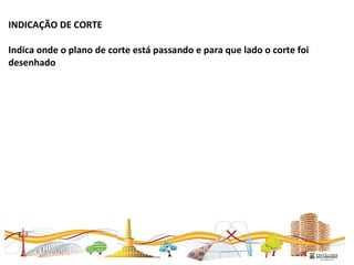 INDICAÇÃO DE CORTE
Indica onde o plano de corte está passando e para que lado o corte foi
desenhado
 