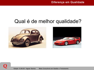 Edição 13.06.05 Vagner Santos Meta Consultoria em Gestão e Treinamento
Q
Qual é de melhor qualidade?
Diferença em Qualidade
 
