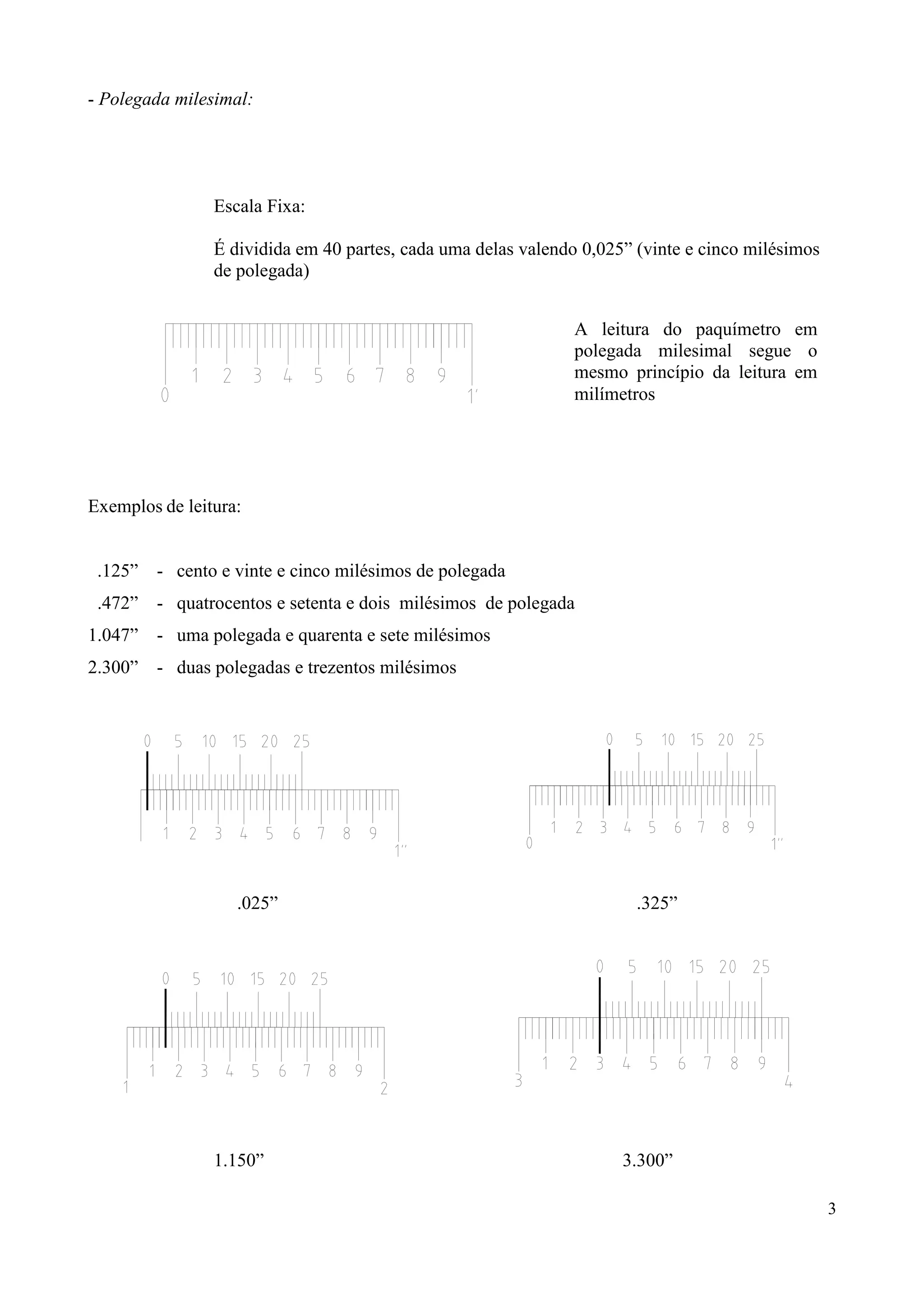Leitura de Polegada no Paquímetro | PDF