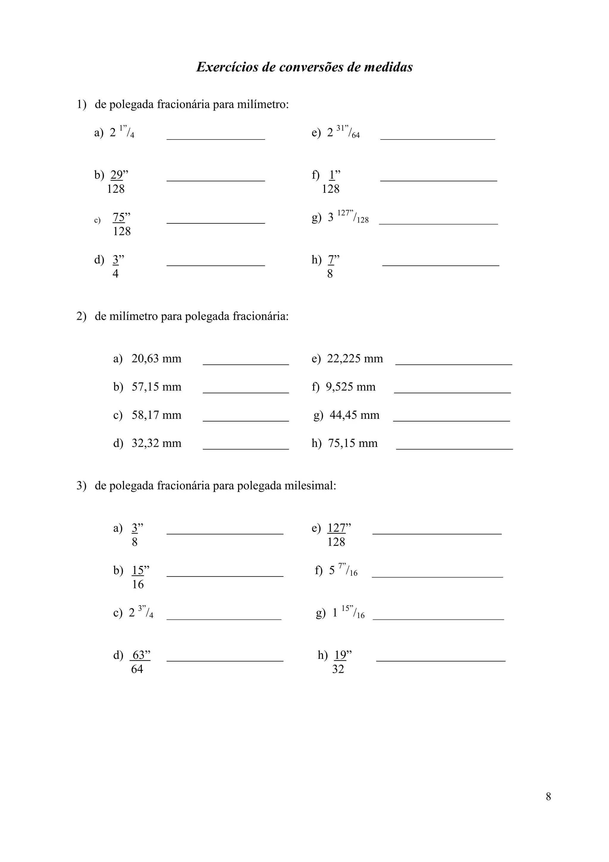 Leitura de Polegada no Paquímetro | PDF