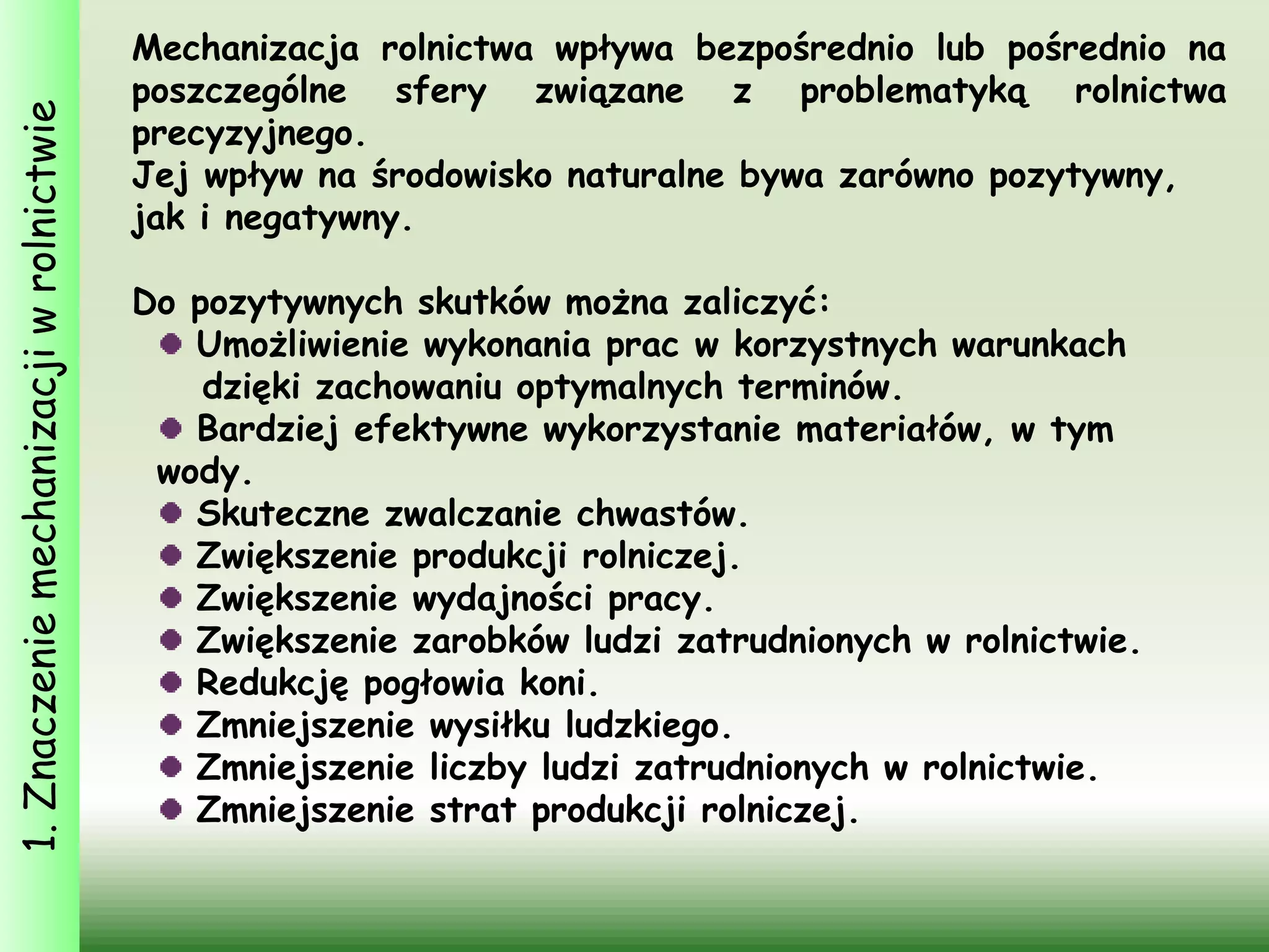 Blok I Lekcja 1 Istota mechanizacji rolnictwa | PPTX