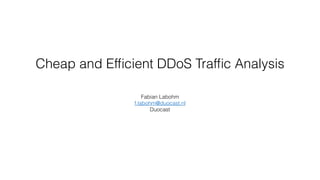 Cheap and Efﬁcient DDoS Trafﬁc Analysis
Fabian Labohm
f.labohm@duocast.nl
Duocast
 