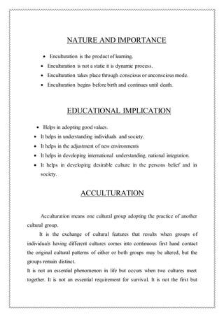 Acculturation and Enculturation assignment | DOCX