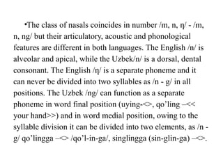 Leksiya 4.pptx Comparative typology of English and uzbek | PPTX