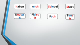 .
haben reich Spiegel Stadt
Deutsc
h
Fleisc
h Fach Bauc
h
 