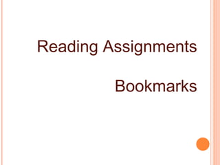 Reading Assignments Bookmarks 