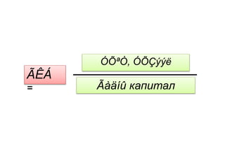 ÃÊÁ
=
ÓÕªÒ, ÓÕÇýýë
Ãàäíû капитал
 
