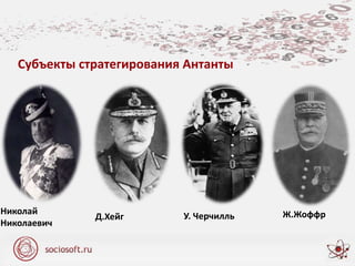 Д.Хейг
Николай
Николаевич
Д.Хейг У. Черчилль
Субъекты стратегирования Антанты
Ж.Жоффр
 