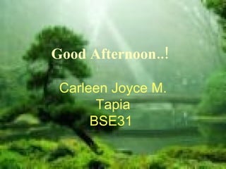 Good Afternoon..! Carleen Joyce M. Tapia BSE31  