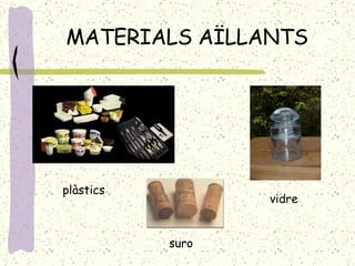 MATERIALS AÏLLANTS plàstics vidre suro 