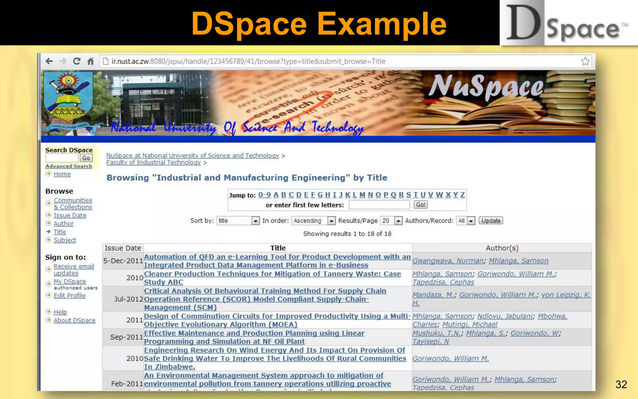 DSpace Example

32

 