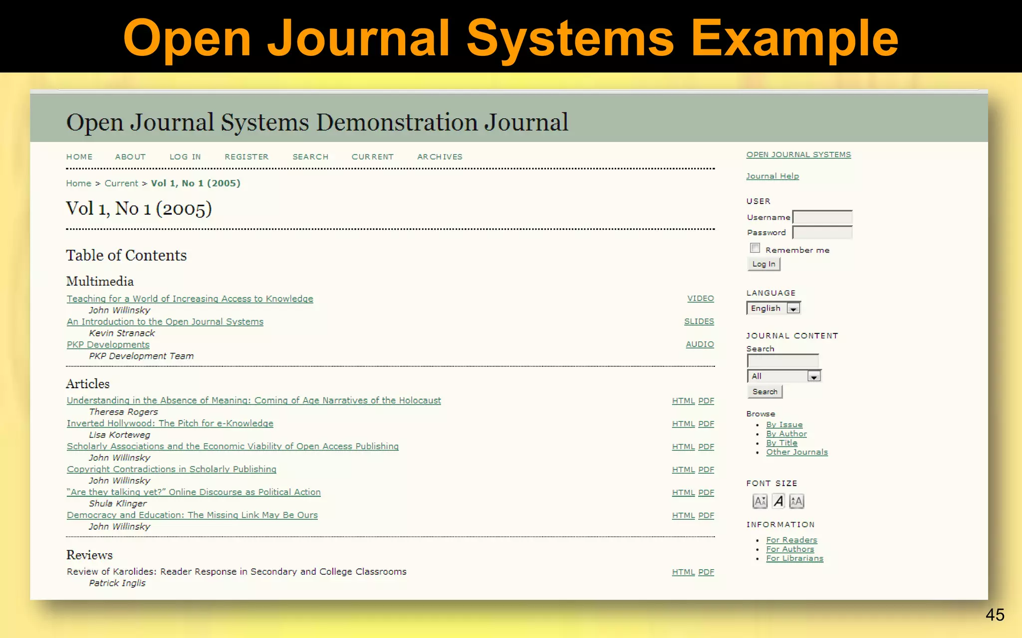 Open Journal Systems Example

45

 