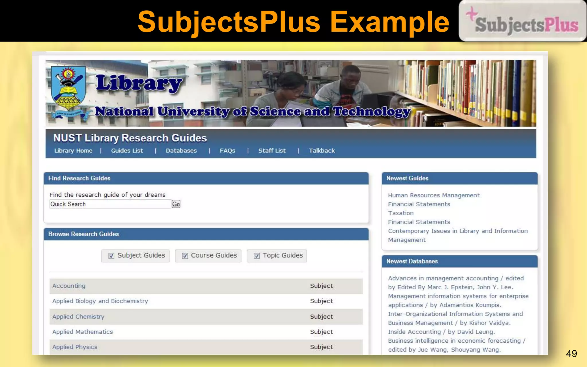 SubjectsPlus Example

49

 