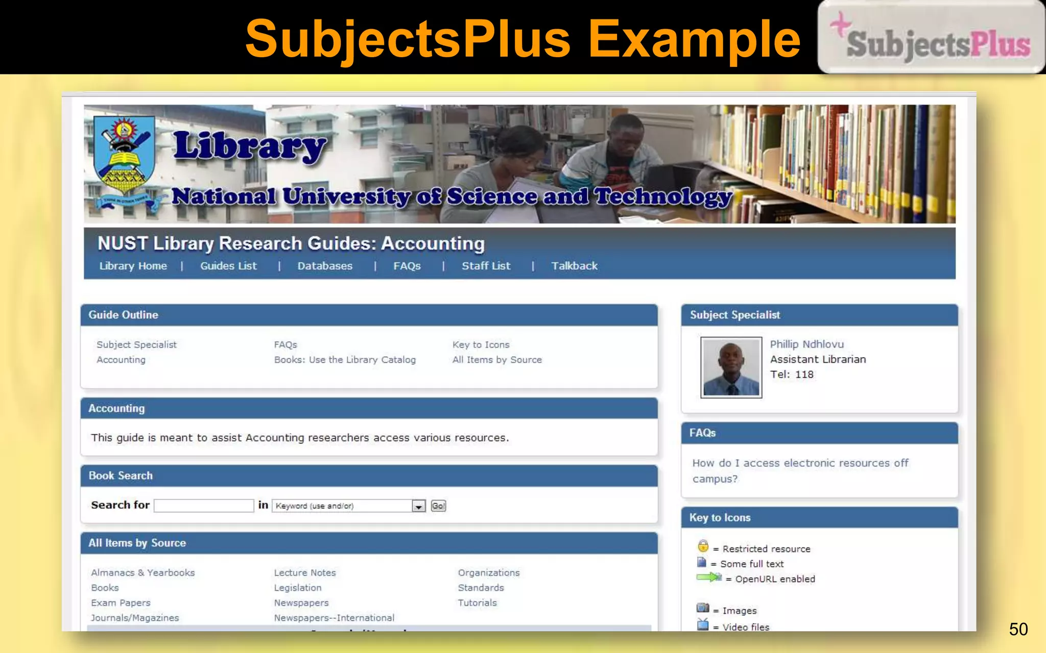 SubjectsPlus Example

50

 