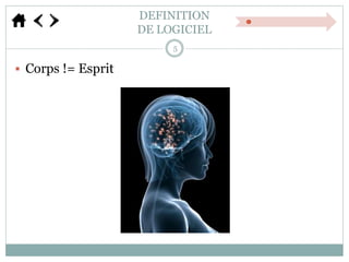 DEFINITION
DE LOGICIEL
 Corps != Esprit
5
 