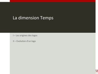 La dimension Temps
I – Les origines des logos
II – Evolution d’un logo
 
