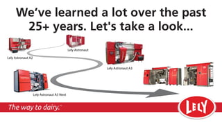 The way to dairy.TM
We’ve learned a lot over the past
25+ years. Let's take a look...
Lely Astronaut A3
Lely Astronaut A2
...