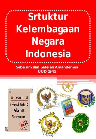 Srtuktur
Kelembagaan
Negara
Indonesia
Sebelum dan Setelah Amandemen
UUD 1945
 