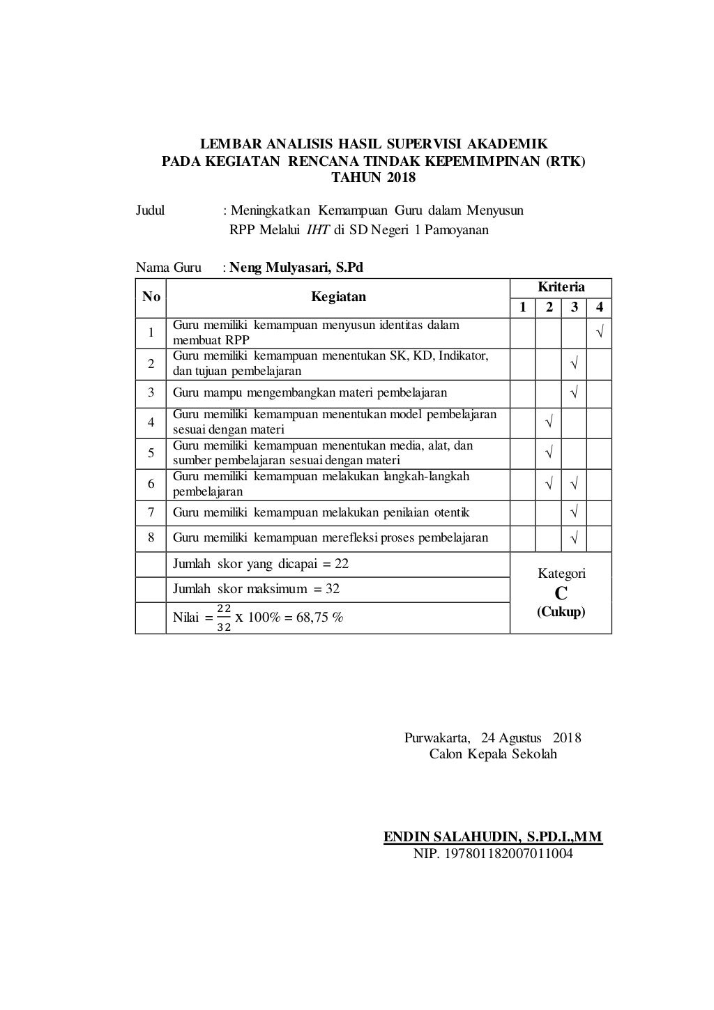 Lembar analisis pembuatan rpp siklus 1