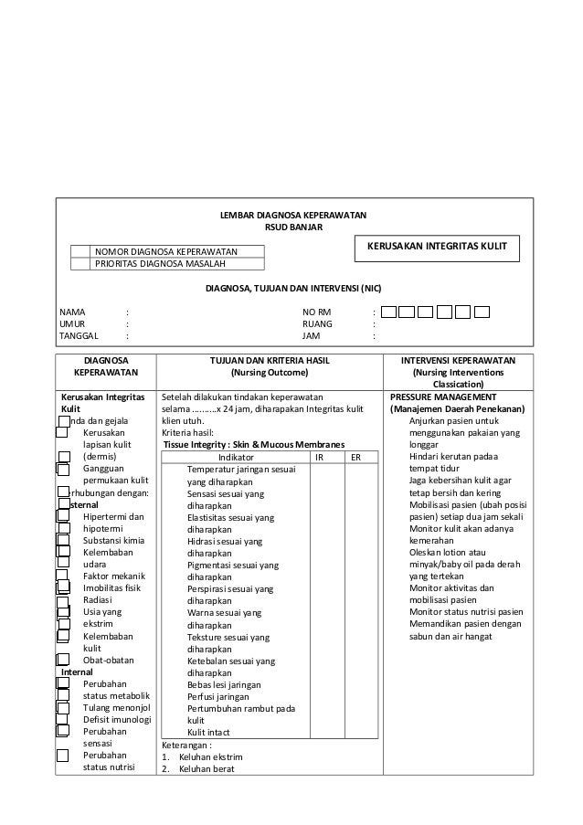 Lembar diagnosa keperawatan nic noc