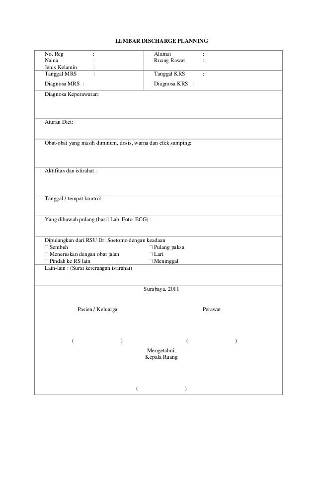 Lembar discharge planning