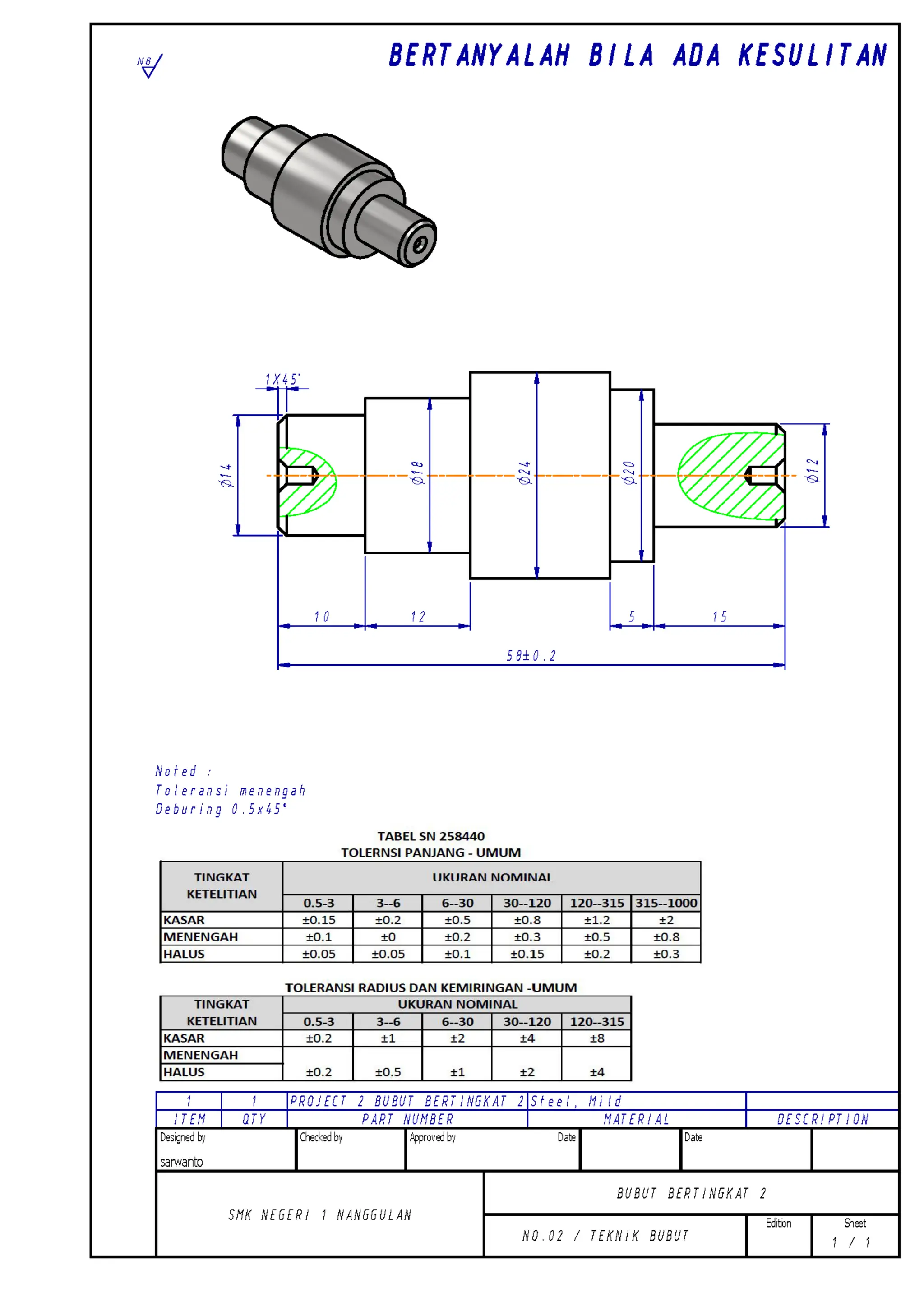 LEMBAR JOBSHEET TEKNIK BUBUT DASAR UNTUK PEMULA | PDF