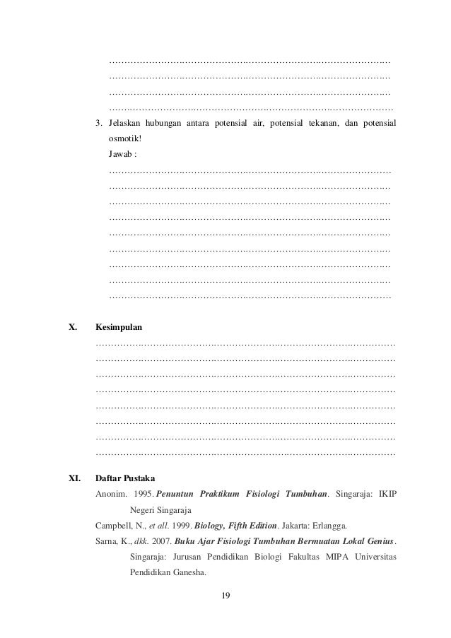 Lembar Kerja Mahasiswa Fisiologi Tumbuhan