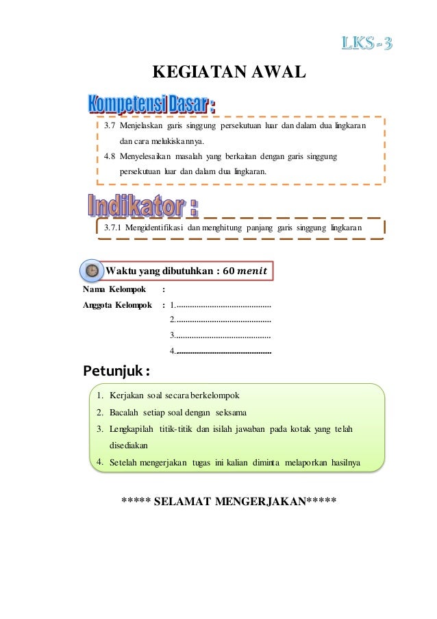 Lembar Kerja Siswa Materi Lingkaran