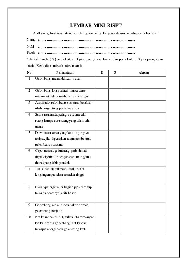 Mini Riset Gelombang Stasioner