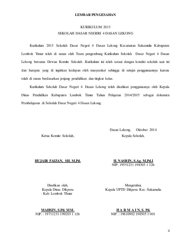 Contoh Kata Pengantar Kurikulum - Rasmi Ru