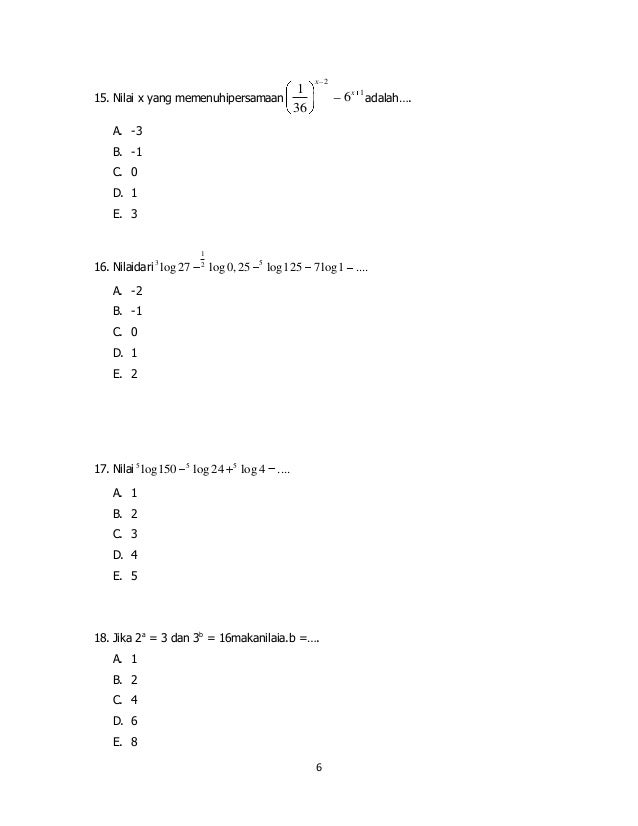 Lembar soal matematika kelas x paket b