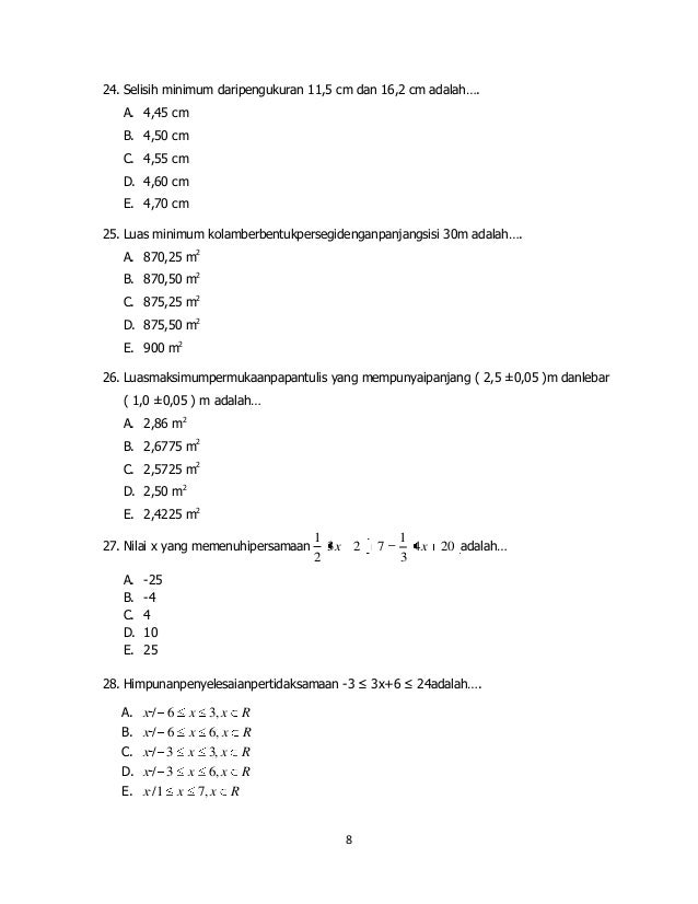 Lembar soal matematika kelas x paket b