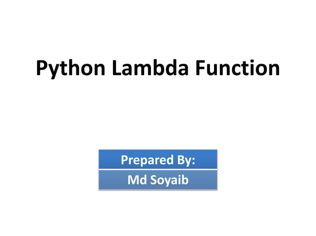 Python Lambda Function | PPTX