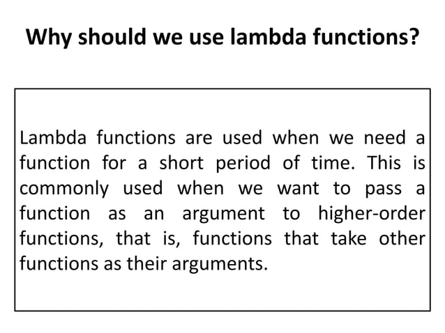 Python Lambda Function | PPTX