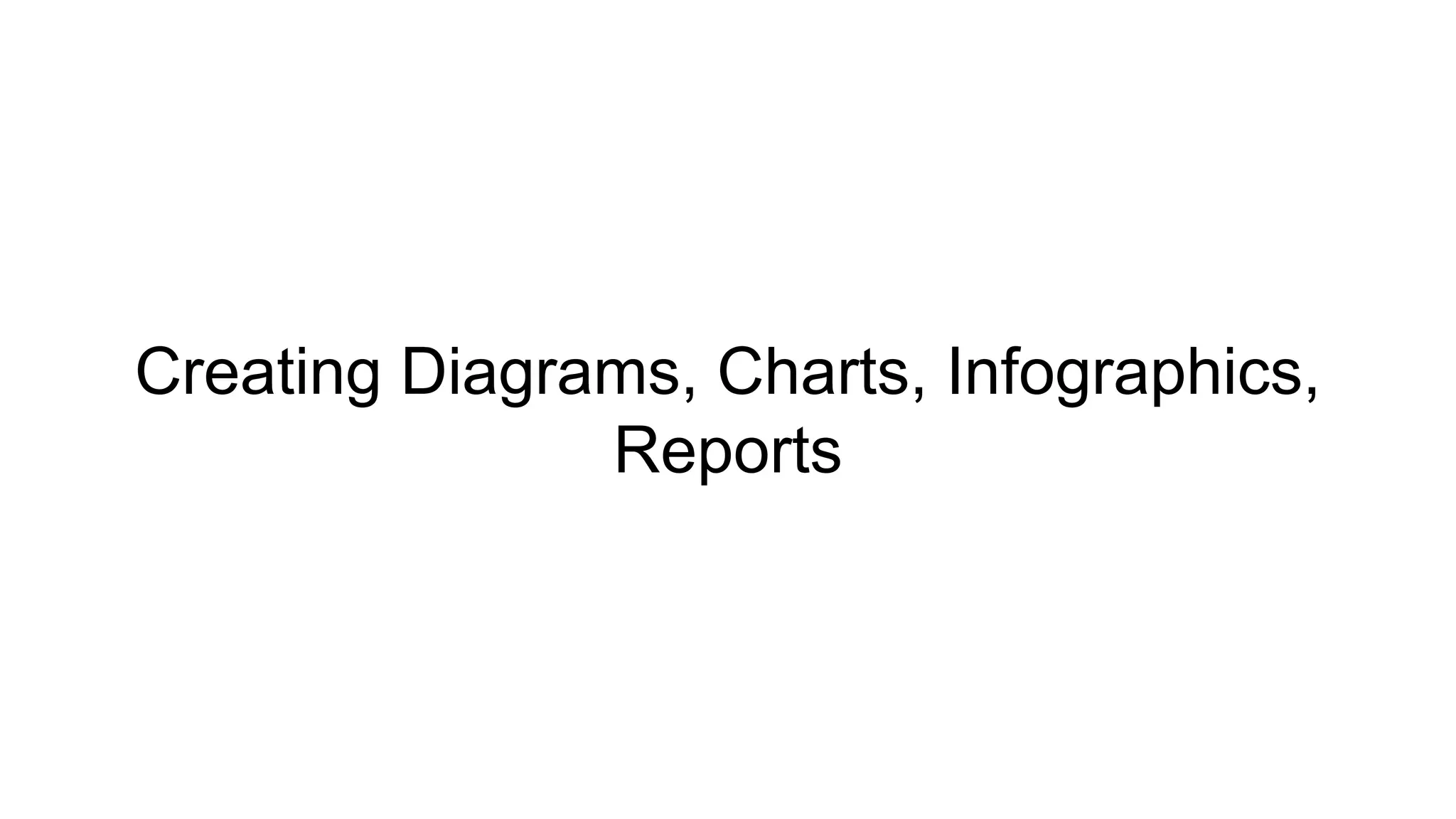 Creating Diagrams, Charts, Infographics,
Reports
 